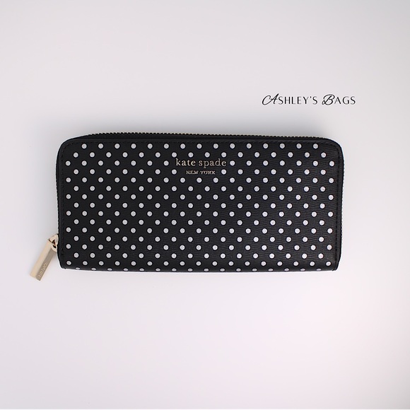 Kate Spade Spencer Metallic Glitter Sparkle Polka Dot Large Continental Wallet - Picture 2 of 4